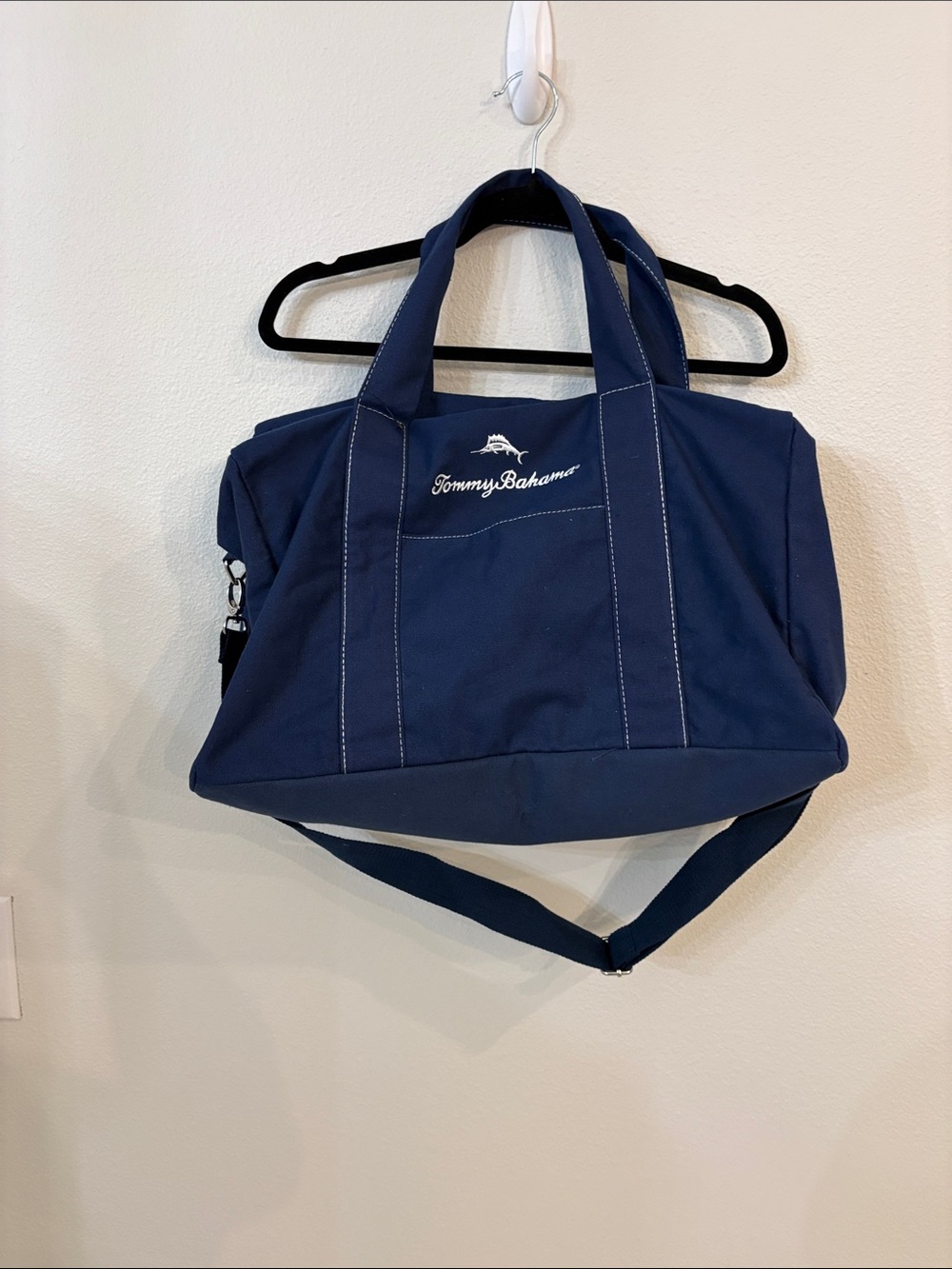 Tommy Bahama Navy Canvas Duffel Tote